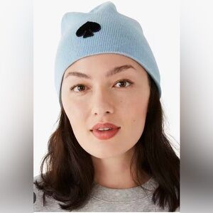 Kate Spade T Cup Blue Powder Blue Flocked Spade Beanie New W Tags 
Retail $48
